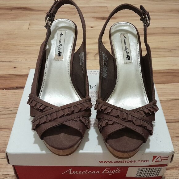 American Eagle Brown Wedge Sandals - Picture 2 of 7